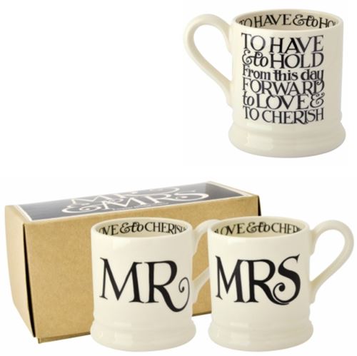 Boxed ½ Pt. Mugs Mr & Mrs Black Toast